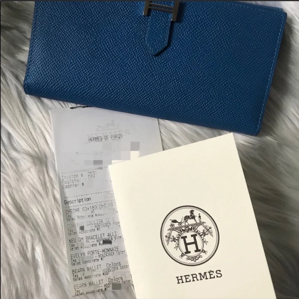 Hermès Bearn Tri-Fold Wallet Epsom Leather Mykonos